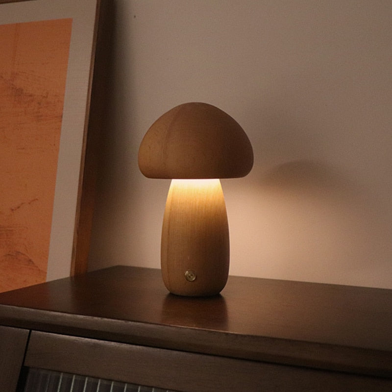 Lampe champignon bois
